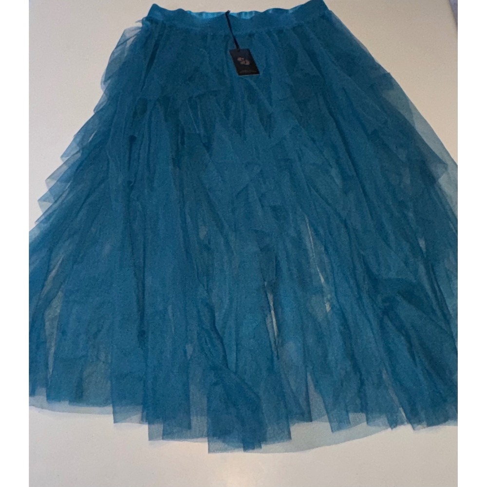 Sincerely Jules Teal Mermaid Blue Fairy Tulle Ruffle Maxi Skirt NWT Size XL